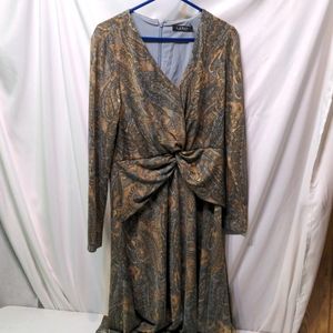 Lauren Ralph Lauren green and gold paisley maxi dress size 10